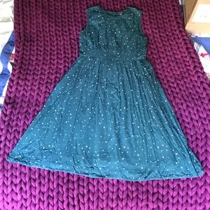 adorable cozy soft teal dotty Emily & Fin ModCloth dress